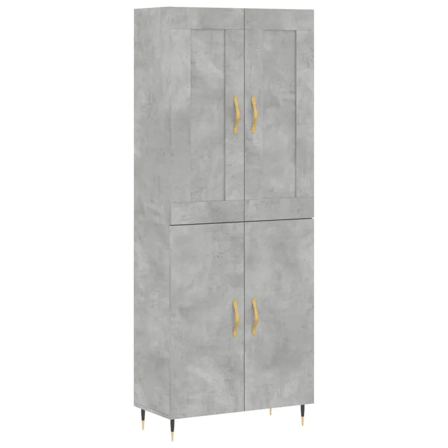 Buffet haut Gris béton 69,5x34x180 cm Bois d'ingénierie - 2