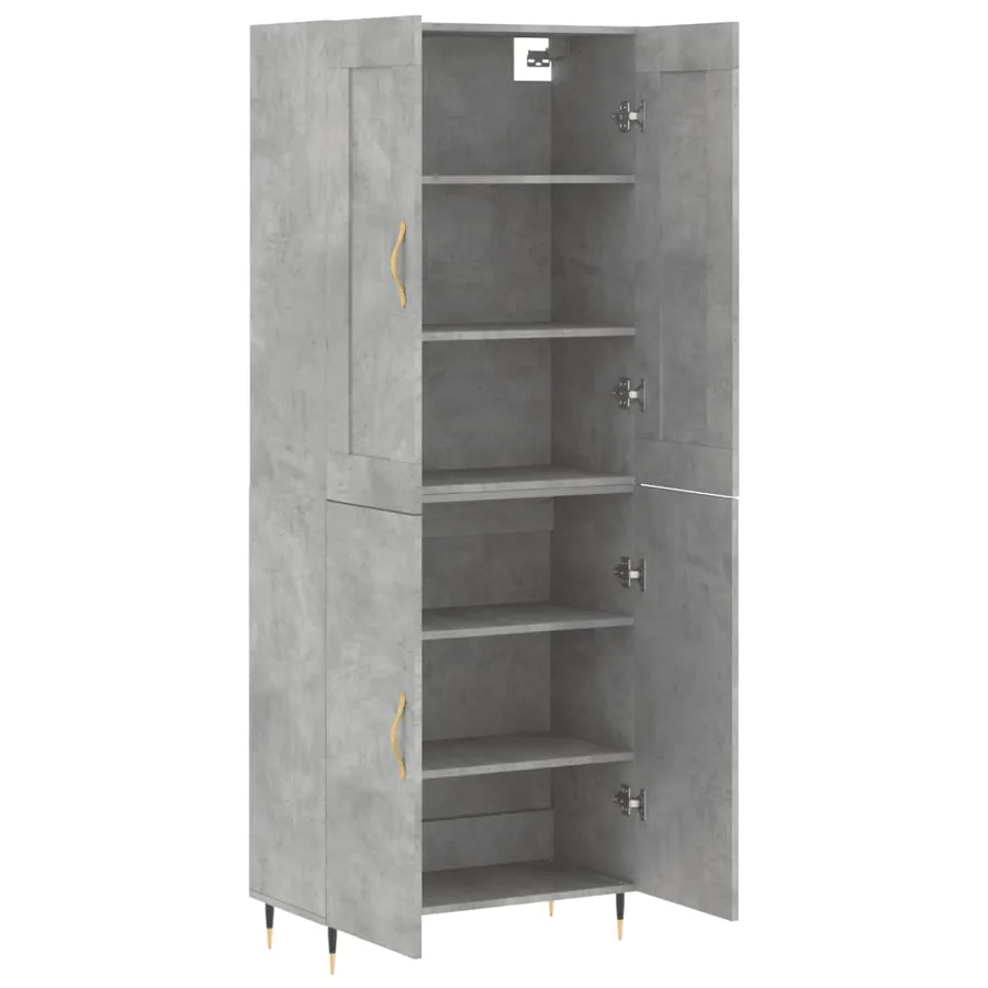 Buffet haut Gris béton 69,5x34x180 cm Bois d'ingénierie - 3