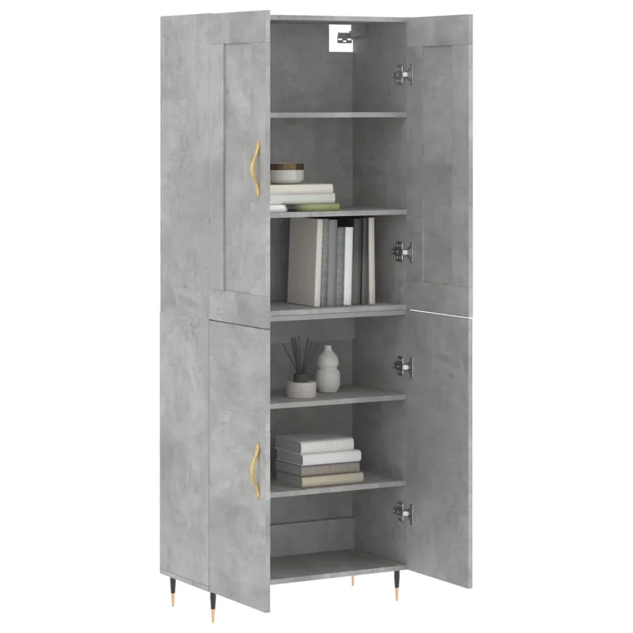 Buffet haut Gris béton 69,5x34x180 cm Bois d'ingénierie - 9