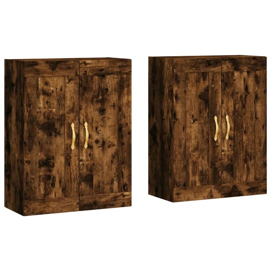 Armoires murales 2 pcs chêne fumé bois d'ingénierie - 2