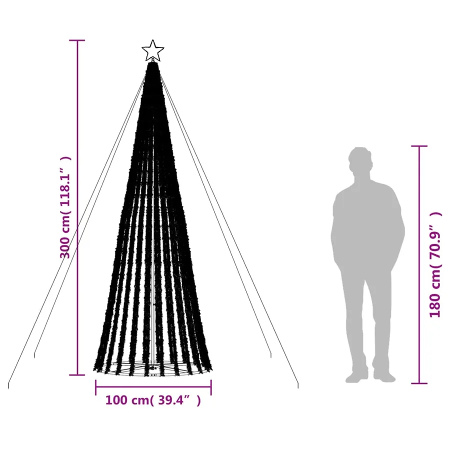 Sapin de Noël à LED 688 LED blanc chaud 300 cm - 10