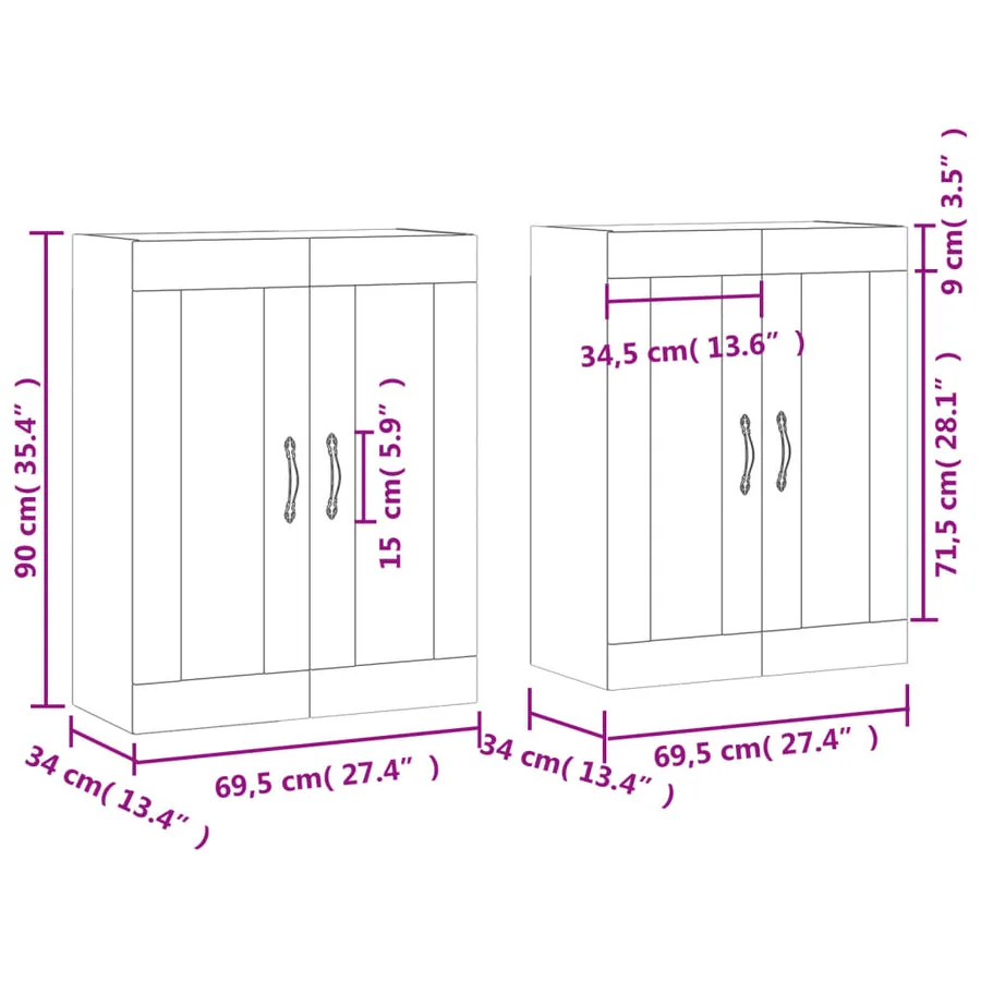Armoires murales 2 pcs blanc bois d'ingénierie - 12