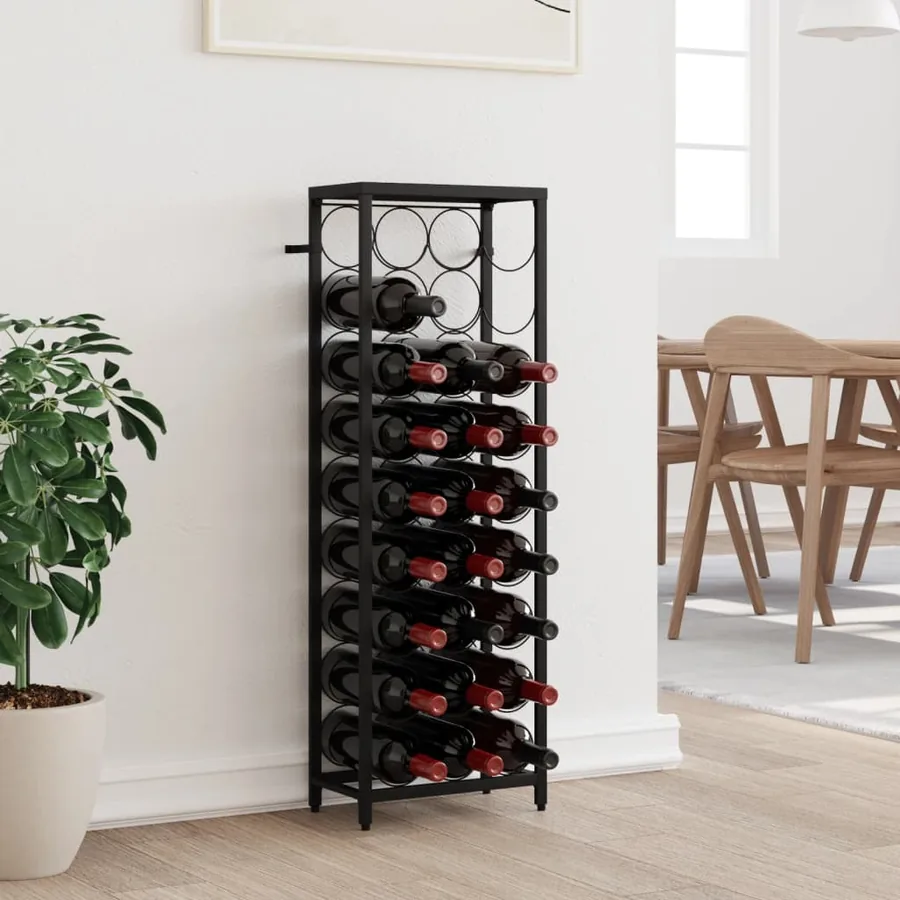 Casier à bouteilles de 27 bouteilles noir 34x18x100cm fer forgé