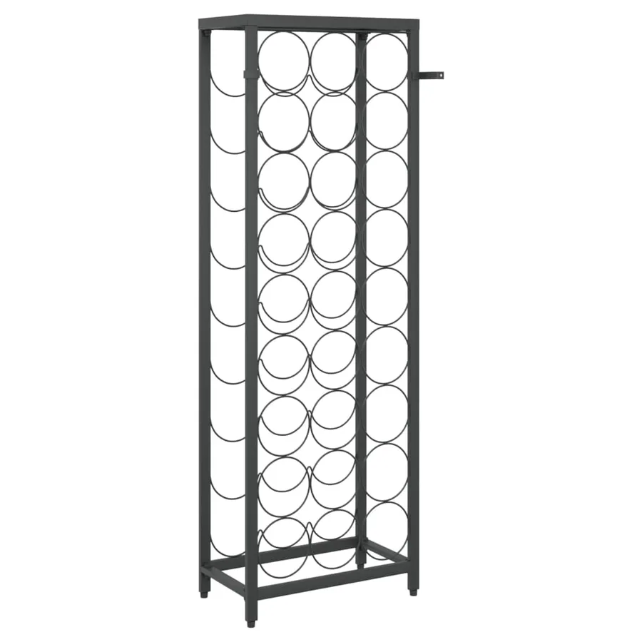 Casier à bouteilles de 27 bouteilles noir 34x18x100cm fer forgé - 5