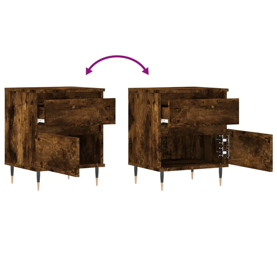 Table de chevet chêne fumé 40x35x50 cm bois d’ingénierie - 10