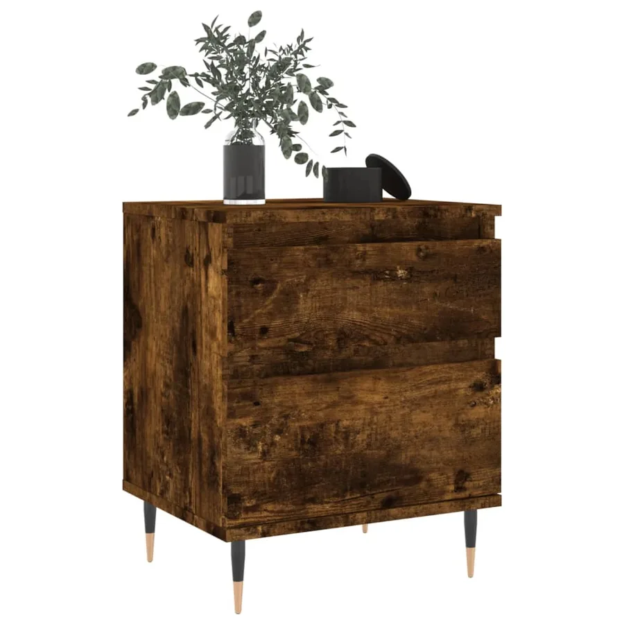 Table de chevet chêne fumé 40x35x50 cm bois d’ingénierie - 9