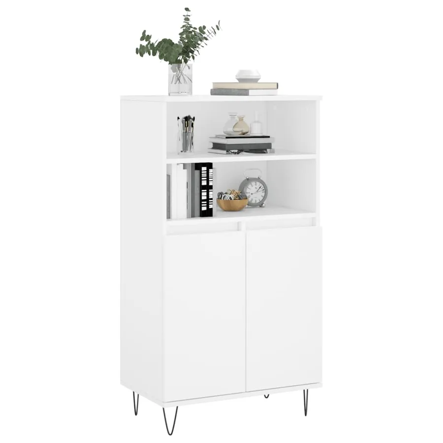 Buffet haut Blanc 60x36x110 cm Bois d'ingénierie - 3