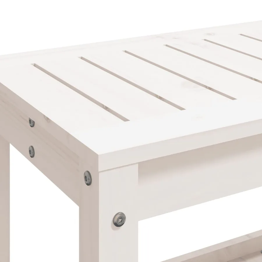 Banc de jardin blanc 108x35x45 cm bois massif de pin - 7