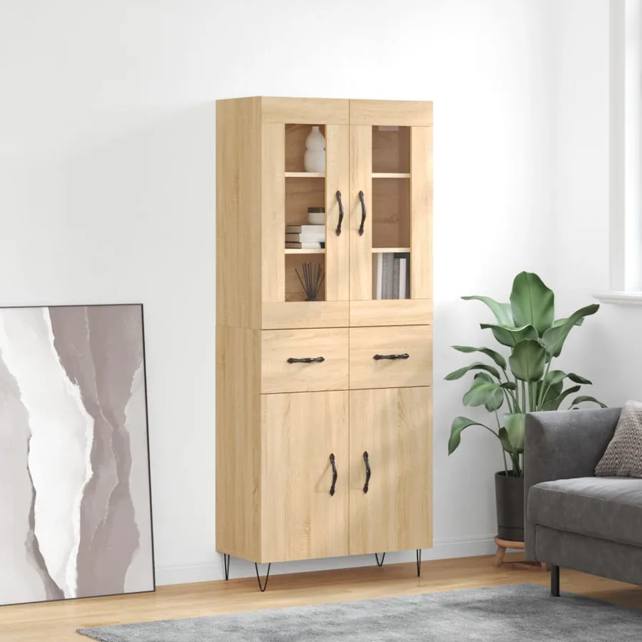 Buffet haut Chêne sonoma 69,5x34x180 cm Bois d'ingénierie