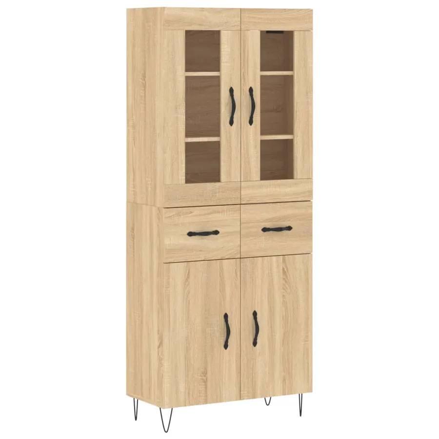 Buffet haut Chêne sonoma 69,5x34x180 cm Bois d'ingénierie - 2