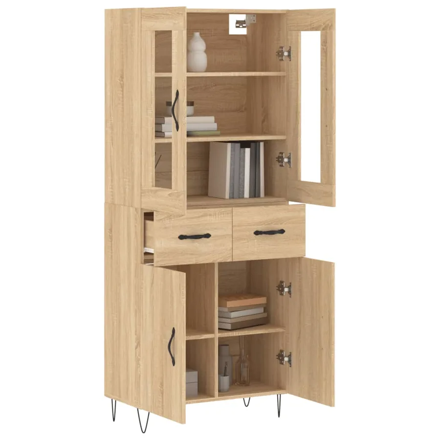Buffet haut Chêne sonoma 69,5x34x180 cm Bois d'ingénierie - 3