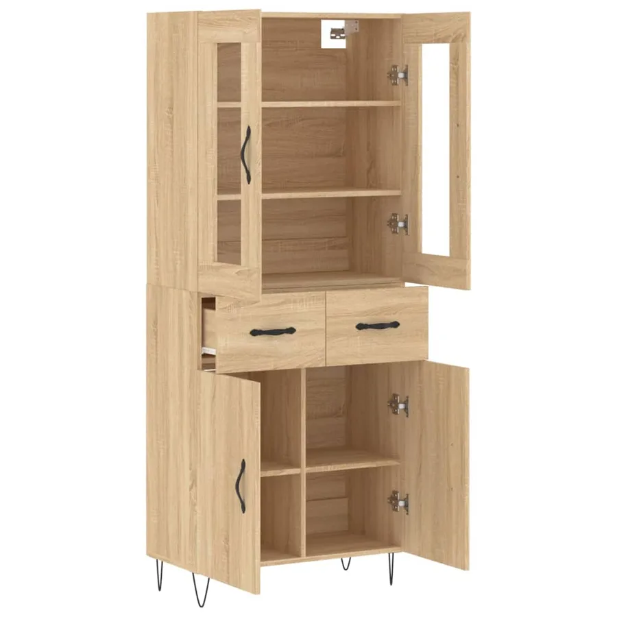 Buffet haut Chêne sonoma 69,5x34x180 cm Bois d'ingénierie - 4