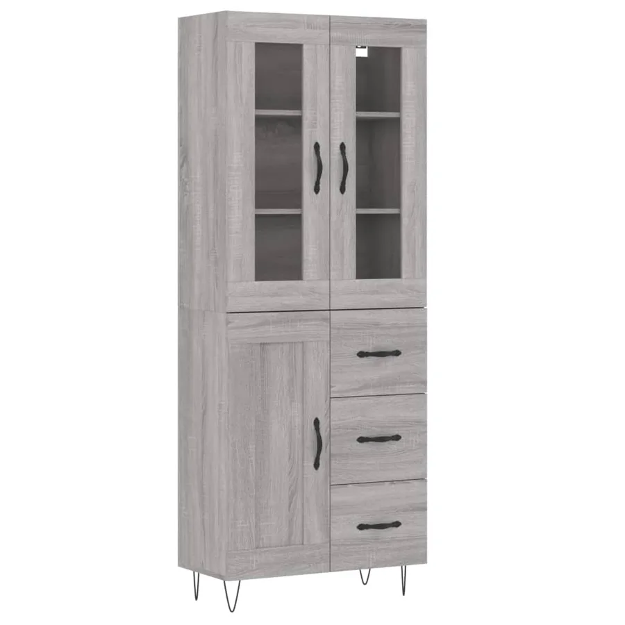 Buffet haut Sonoma gris 69,5x34x180 cm Bois d'ingénierie - 2