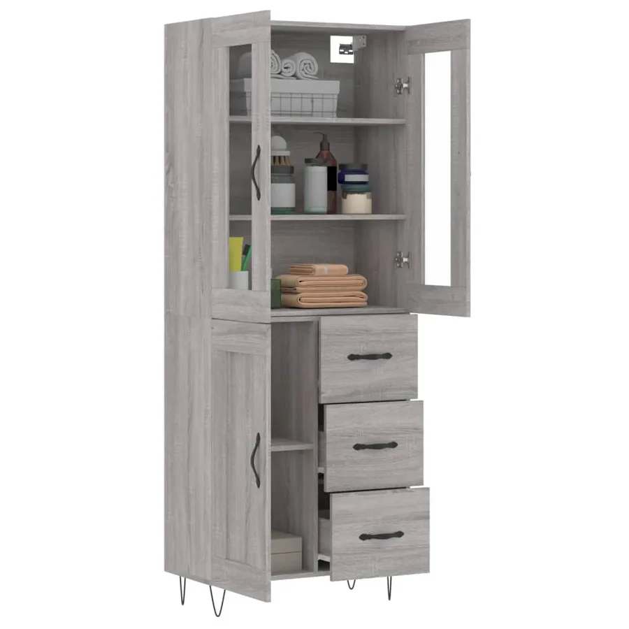 Buffet haut Sonoma gris 69,5x34x180 cm Bois d'ingénierie - 3