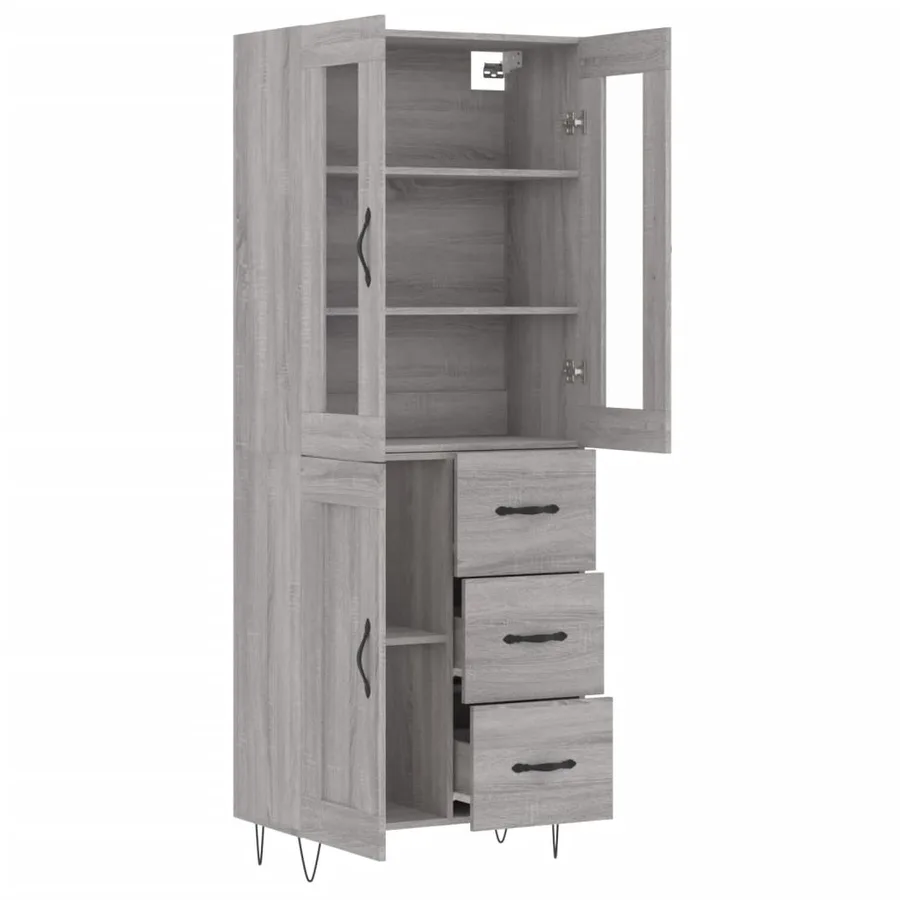 Buffet haut Sonoma gris 69,5x34x180 cm Bois d'ingénierie - 4