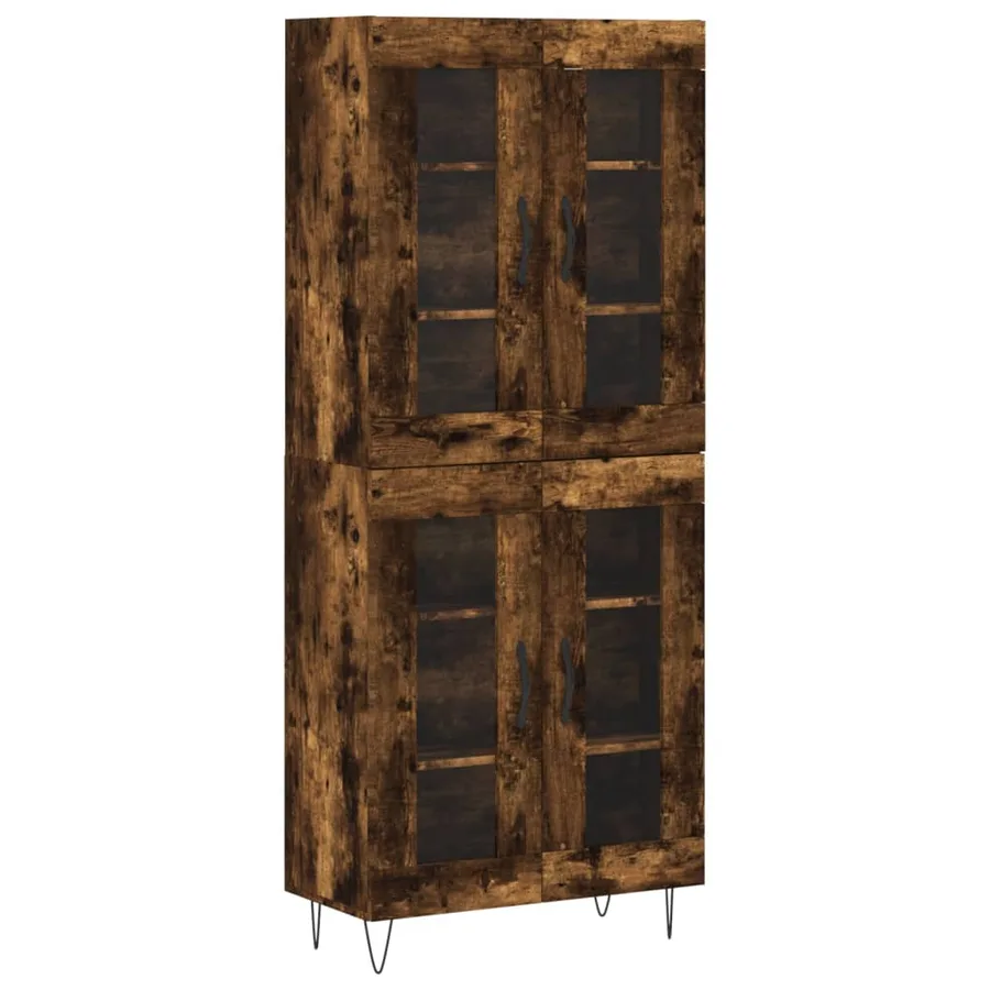 Buffet haut Chêne fumé 69,5x34x180 cm Bois d'ingénierie - 2