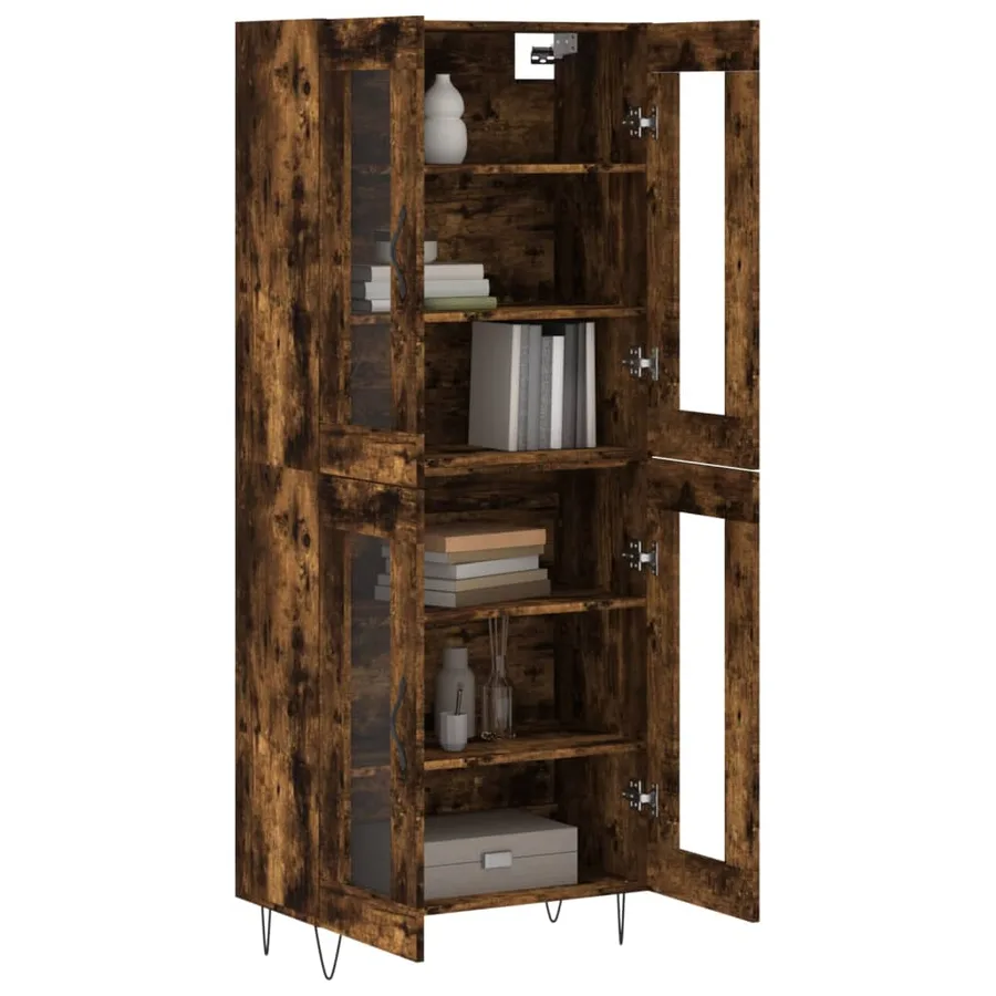 Buffet haut Chêne fumé 69,5x34x180 cm Bois d'ingénierie - 3