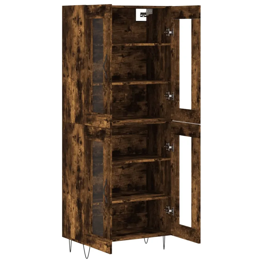 Buffet haut Chêne fumé 69,5x34x180 cm Bois d'ingénierie - 4