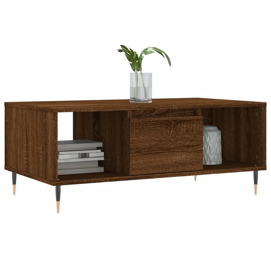 Table basse Chêne marron 90x50x36,5 cm Bois d'ingénierie - 3