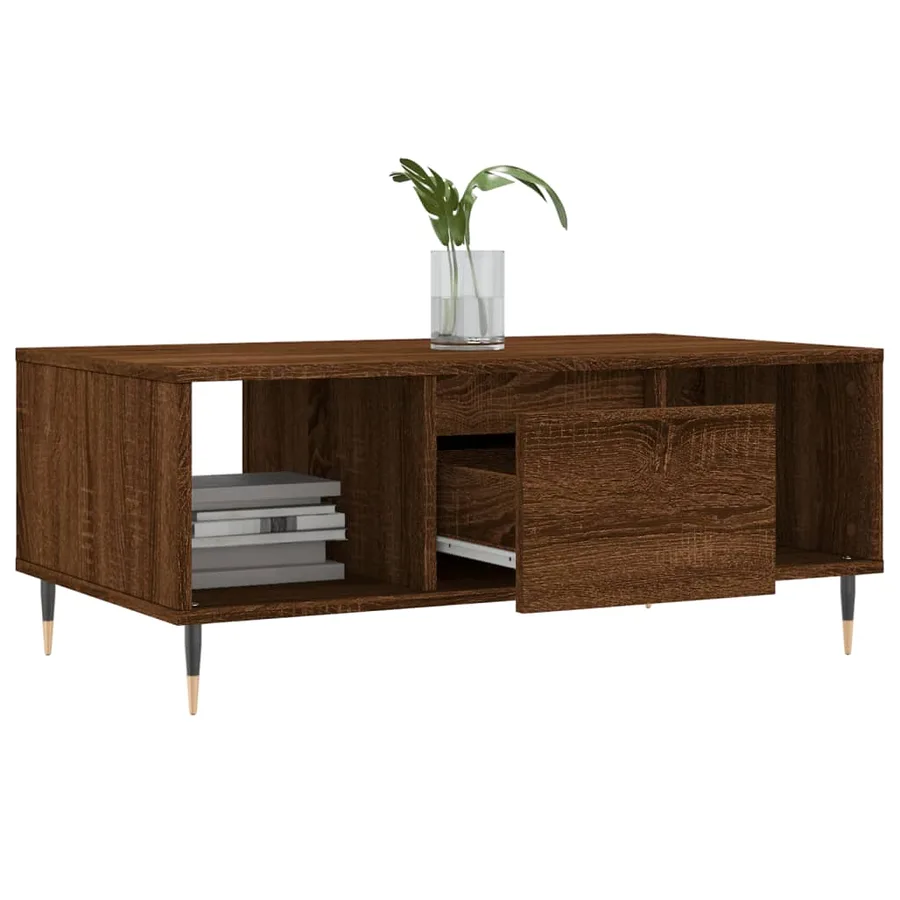 Table basse Chêne marron 90x50x36,5 cm Bois d'ingénierie - 4
