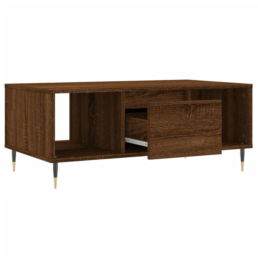Table basse Chêne marron 90x50x36,5 cm Bois d'ingénierie - 6