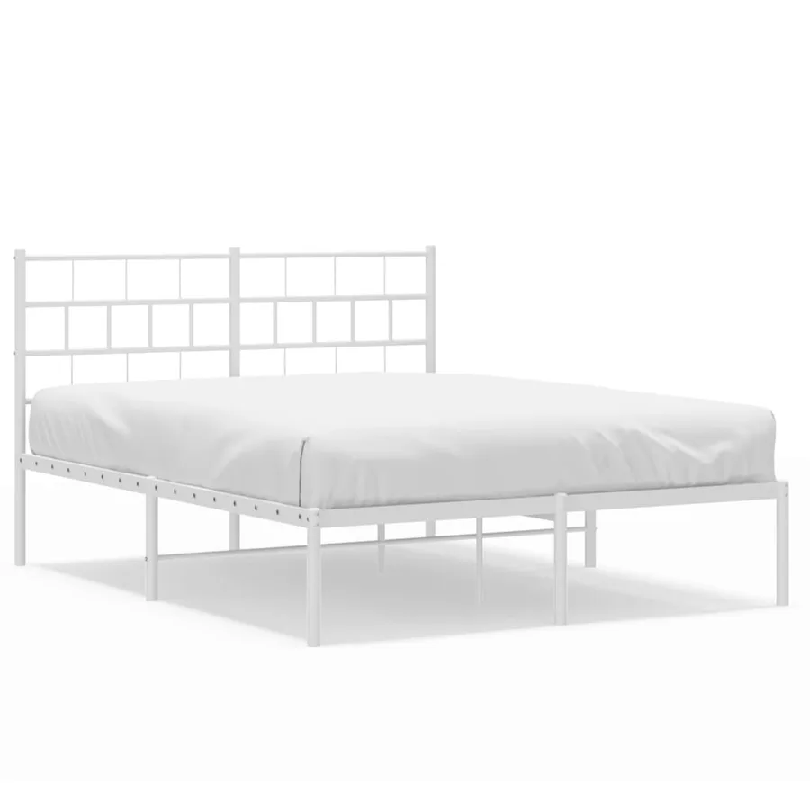 Cadre de lit métal sans matelas et tête de lit blanc 140x200 cm - 2