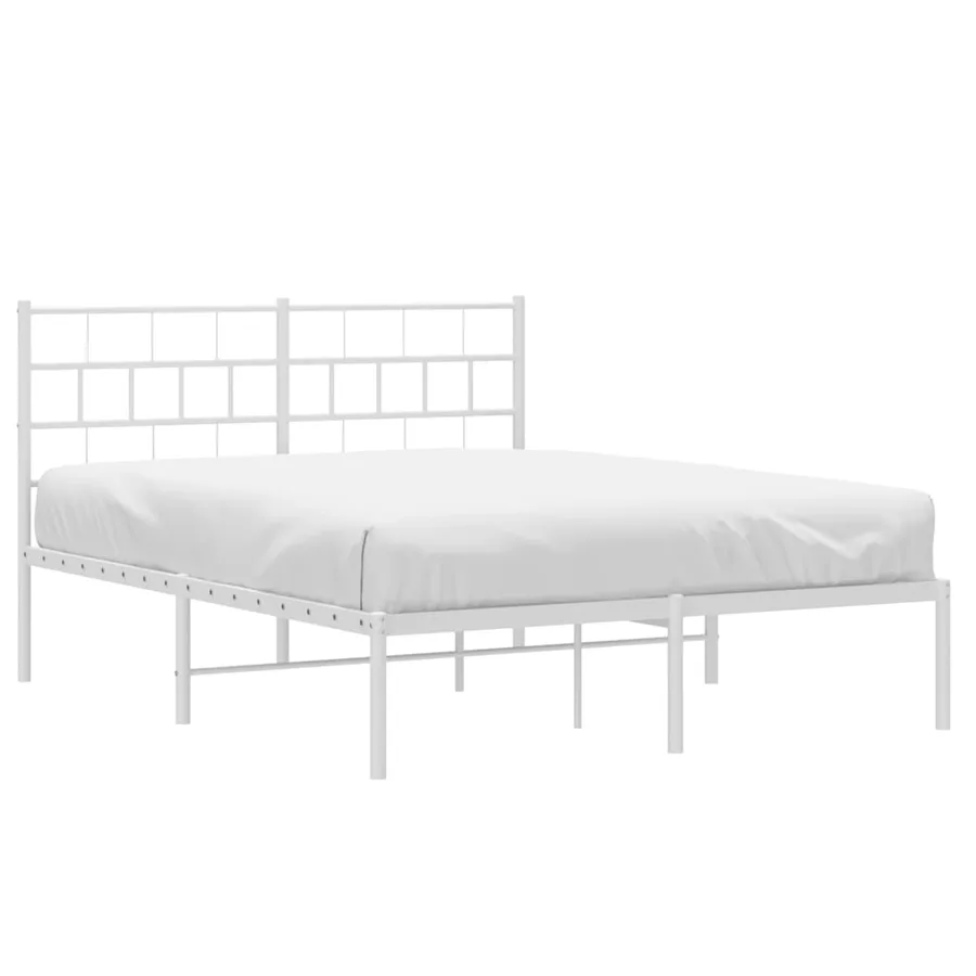 Cadre de lit métal sans matelas et tête de lit blanc 140x200 cm - 3