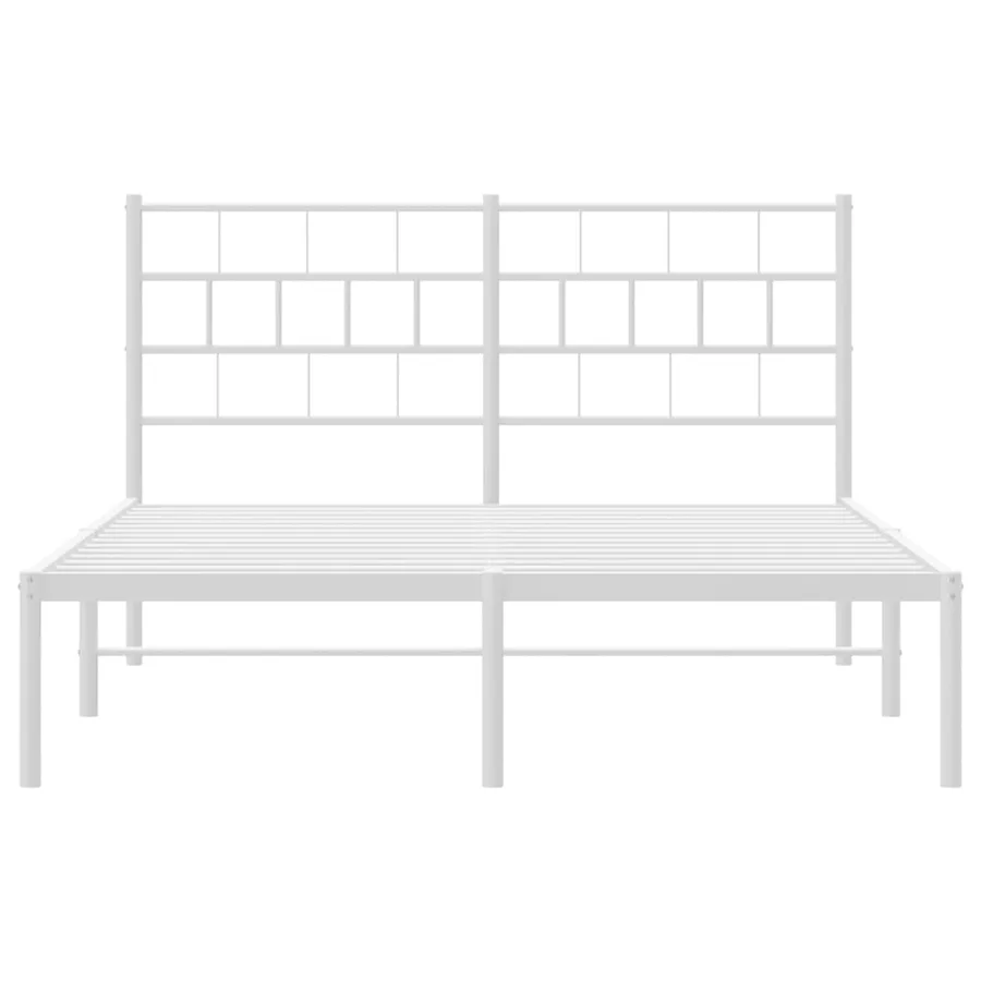 Cadre de lit métal sans matelas et tête de lit blanc 140x200 cm - 5