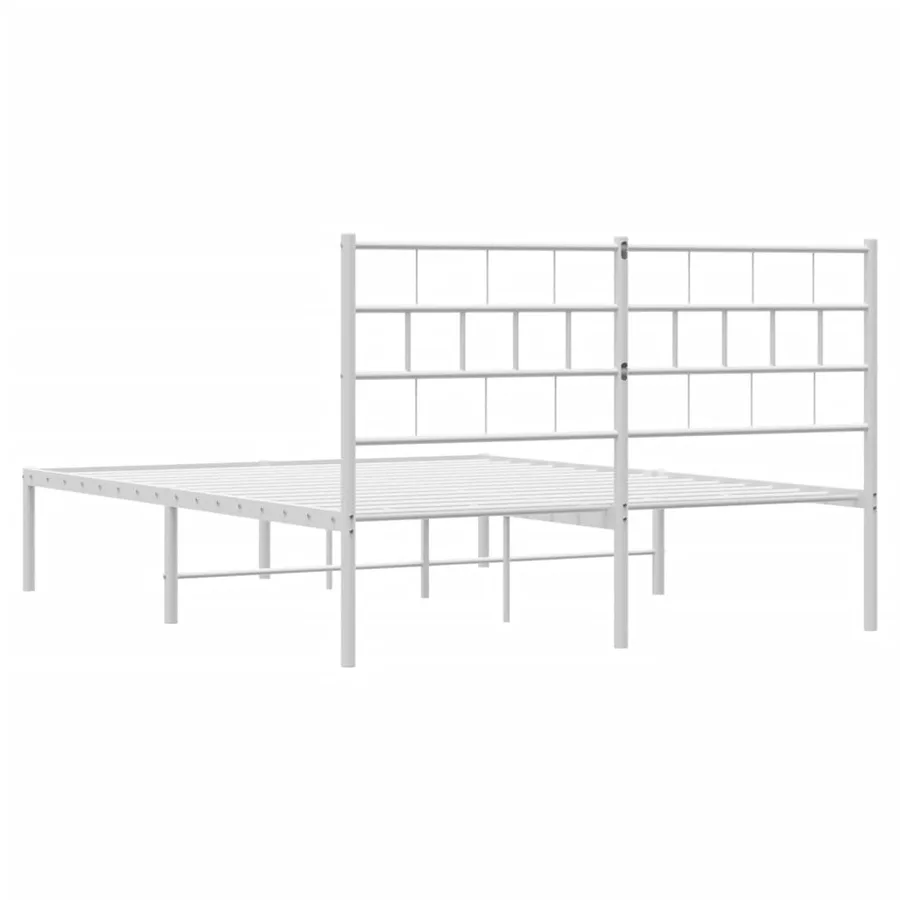 Cadre de lit métal sans matelas et tête de lit blanc 140x200 cm - 7