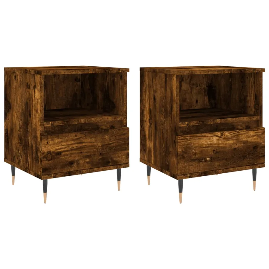 Tables de chevet 2 pcs chêne fumé 40x35x50 cm bois ingénierie - 2