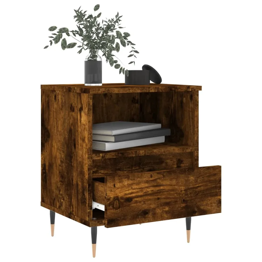 Tables de chevet 2 pcs chêne fumé 40x35x50 cm bois ingénierie - 4