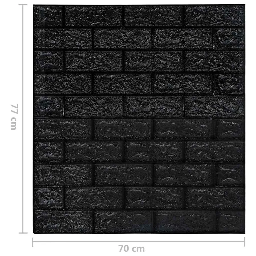 Papier peint 3D autoadhésif Briques 40 pcs Noir - 7