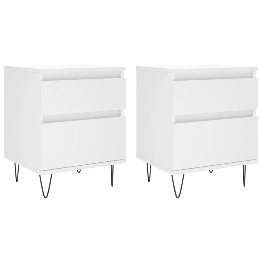 Tables de chevet 2 pcs blanc 40x35x50 cm bois d’ingénierie - 2