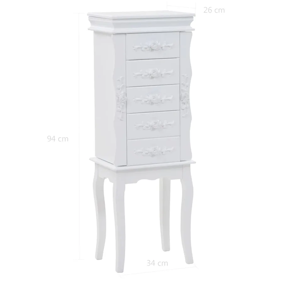 Armoire à bijoux sur pieds Blanc - 10