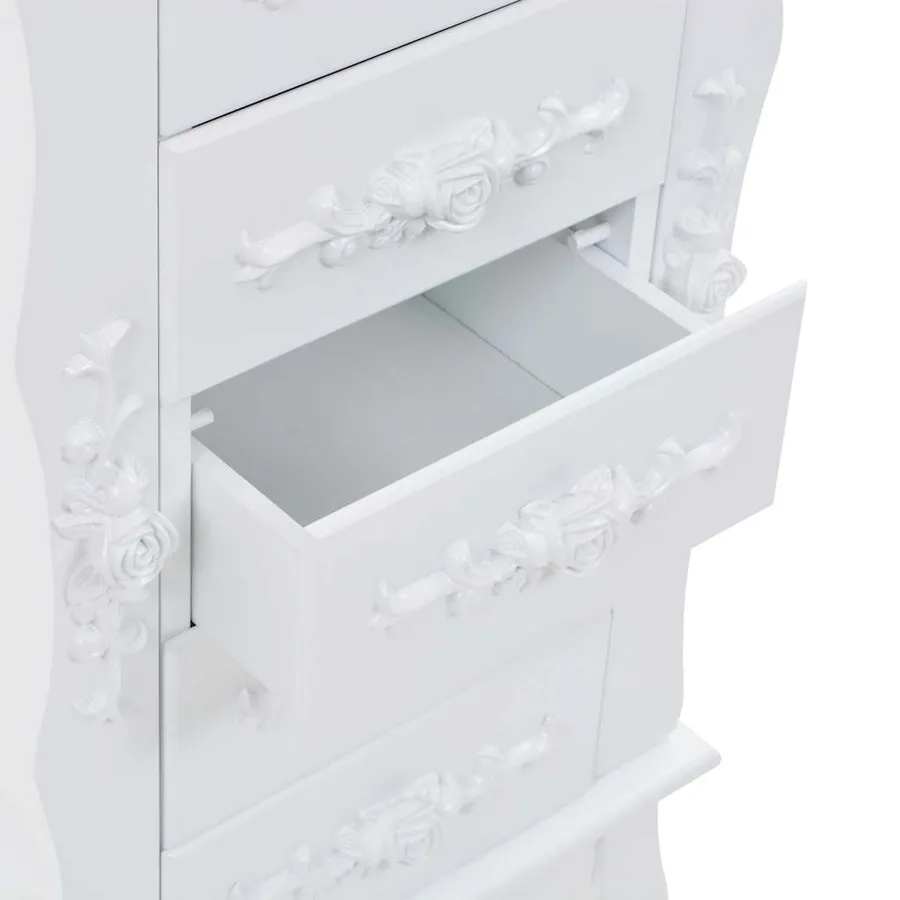 Armoire à bijoux sur pieds Blanc - 6