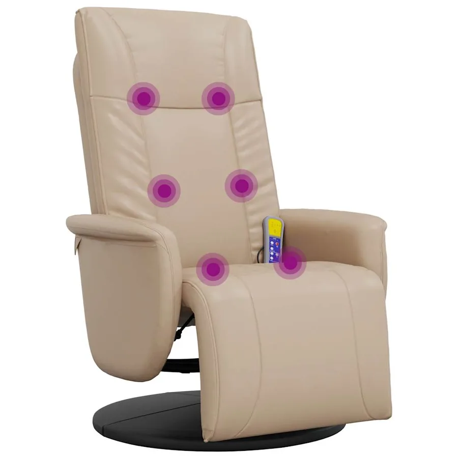 Fauteuil inclinable de massage repose-pieds cappuccino - 2
