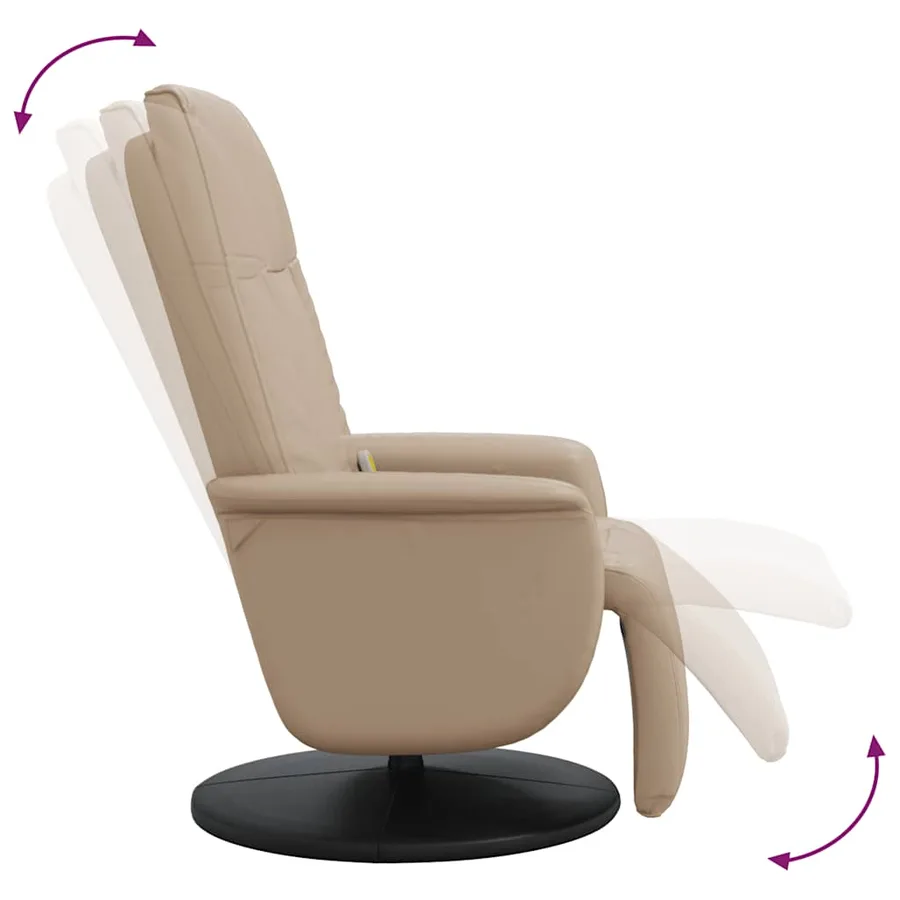Fauteuil inclinable de massage repose-pieds cappuccino - 7