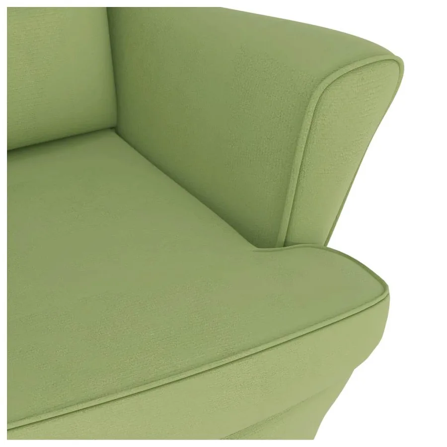 Fauteuil à bascule à oreilles en velours vert clair bois massif - 8