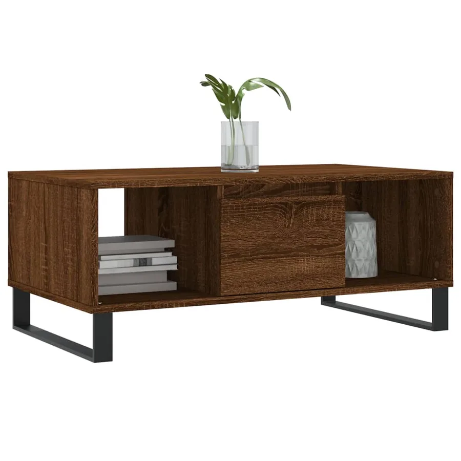 Table basse Chêne marron 90x50x36,5 cm Bois d'ingénierie - 3