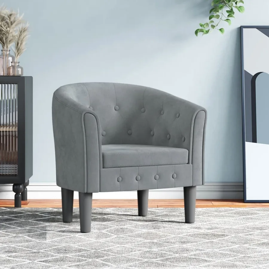 Chaise cabriolet gris foncé velours