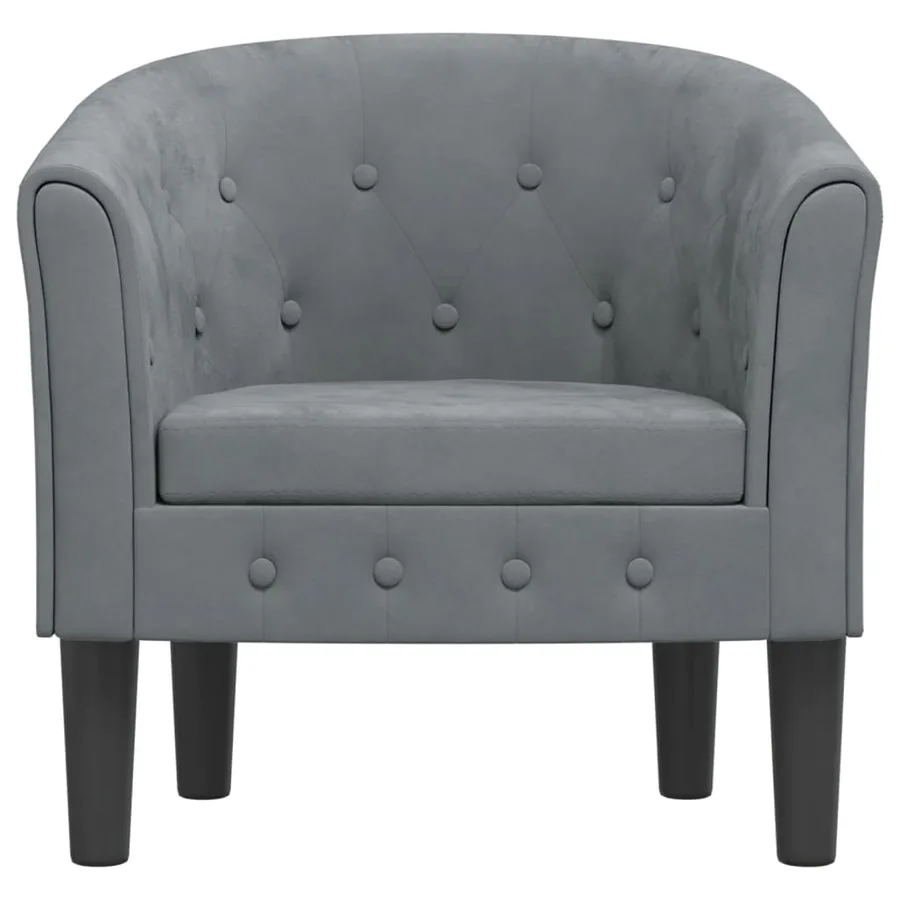 Chaise cabriolet gris foncé velours - 3
