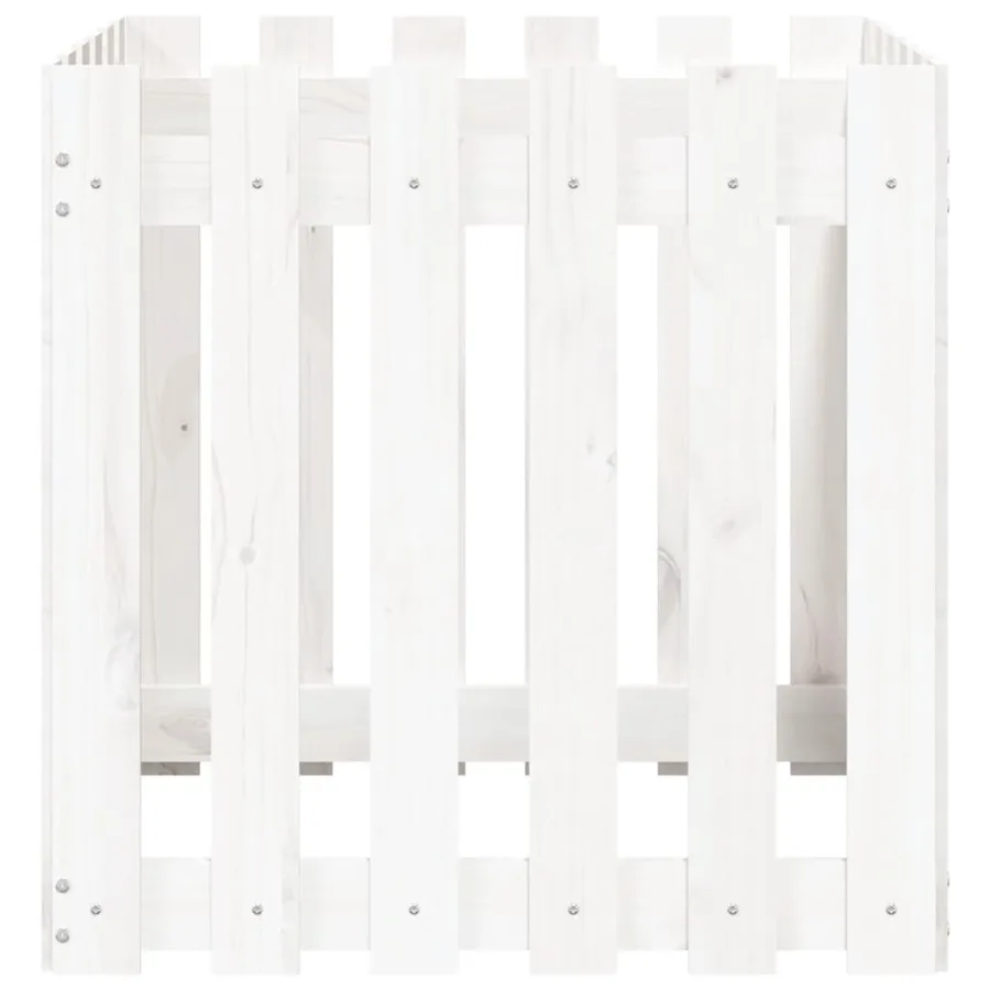 Jardinière avec design de clôture blanc 60x60x60 cm pin massif - 5