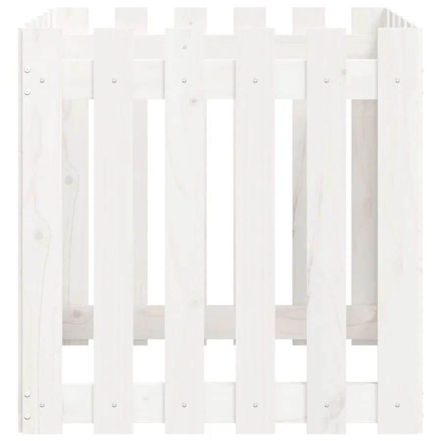 Jardinière avec design de clôture blanc 60x60x60 cm pin massif - 6