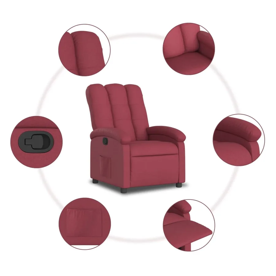 Fauteuil inclinable Rouge bordeaux Tissu - 7