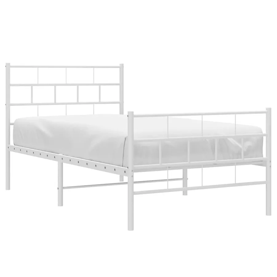 Cadre de lit métal sans matelas et pied de lit blanc 100x200 cm - 3
