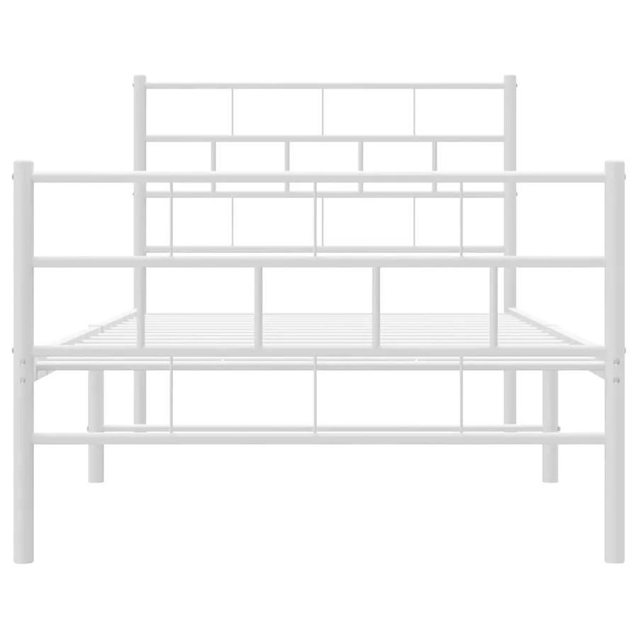 Cadre de lit métal sans matelas et pied de lit blanc 100x200 cm - 6