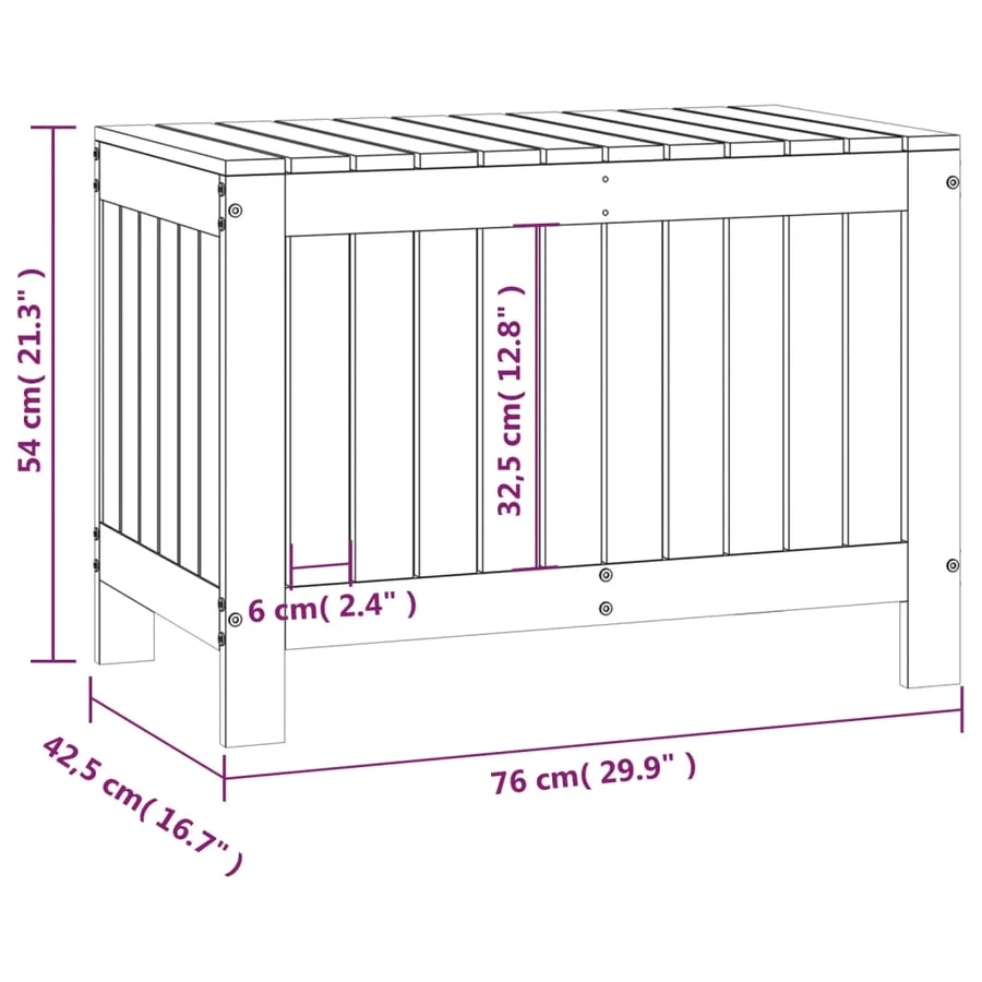 Boîte de rangement de jardin Blanc 76x42,5x54 cm Bois de pin - 10