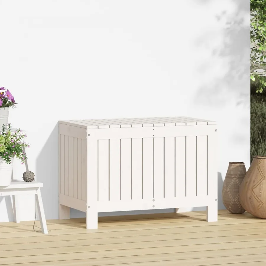 Boîte de rangement de jardin Blanc 76x42,5x54 cm Bois de pin - 3
