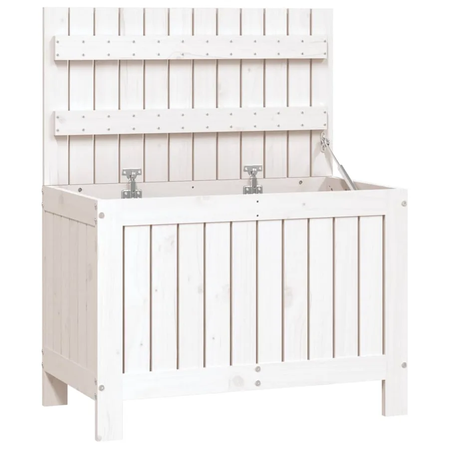 Boîte de rangement de jardin Blanc 76x42,5x54 cm Bois de pin - 6