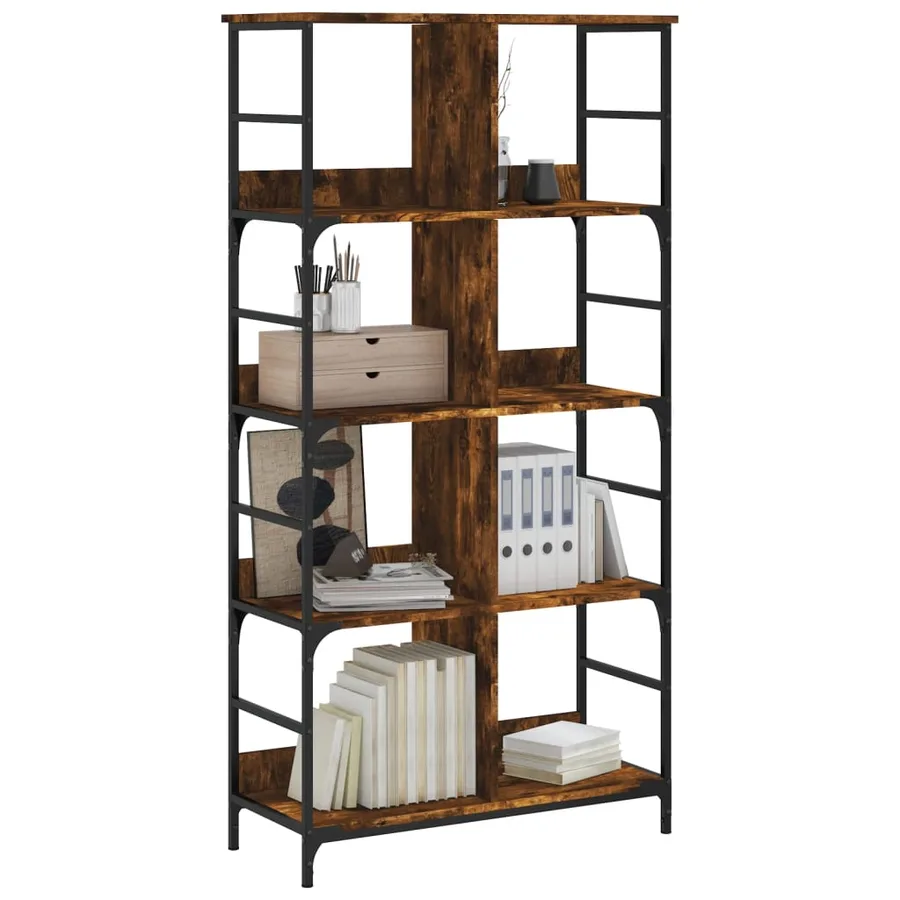 Bibliothèque chêne fumé 78,5x33x153 cm bois d'ingénierie - 3